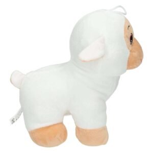 Witte pluchen schaap knuffel zijaanzicht met zachte oortjes