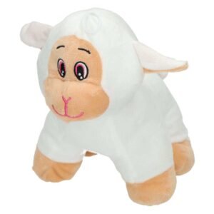 Zachte witte schaap knuffel met geborduurd gezicht