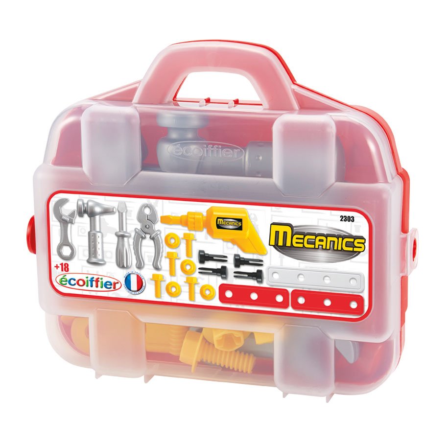 Écoiffier Mecanics gereedschapskoffer met speelgoed boormachine en accessoires Ecoiffier Mecanics Gereedschapskoffer