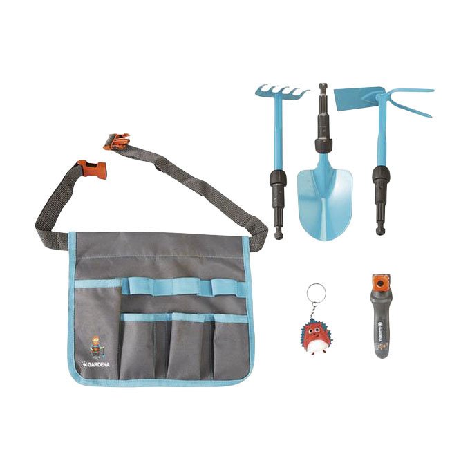 Gardena Kids tuingereedschapset met tas, schep, hark en schoffel