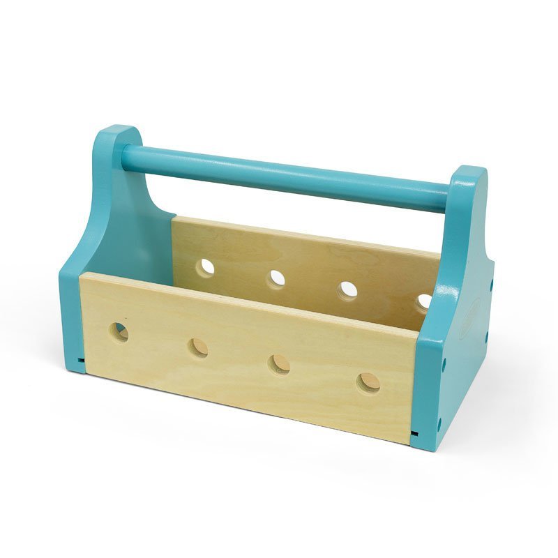houten-gereedschapskist-turquoise-naturel Mamamemo Houten Gereedschapskist met handvat in turquoise en naturel hout