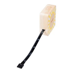 Houten meetlint met uitschuifbare zwarte meetband
