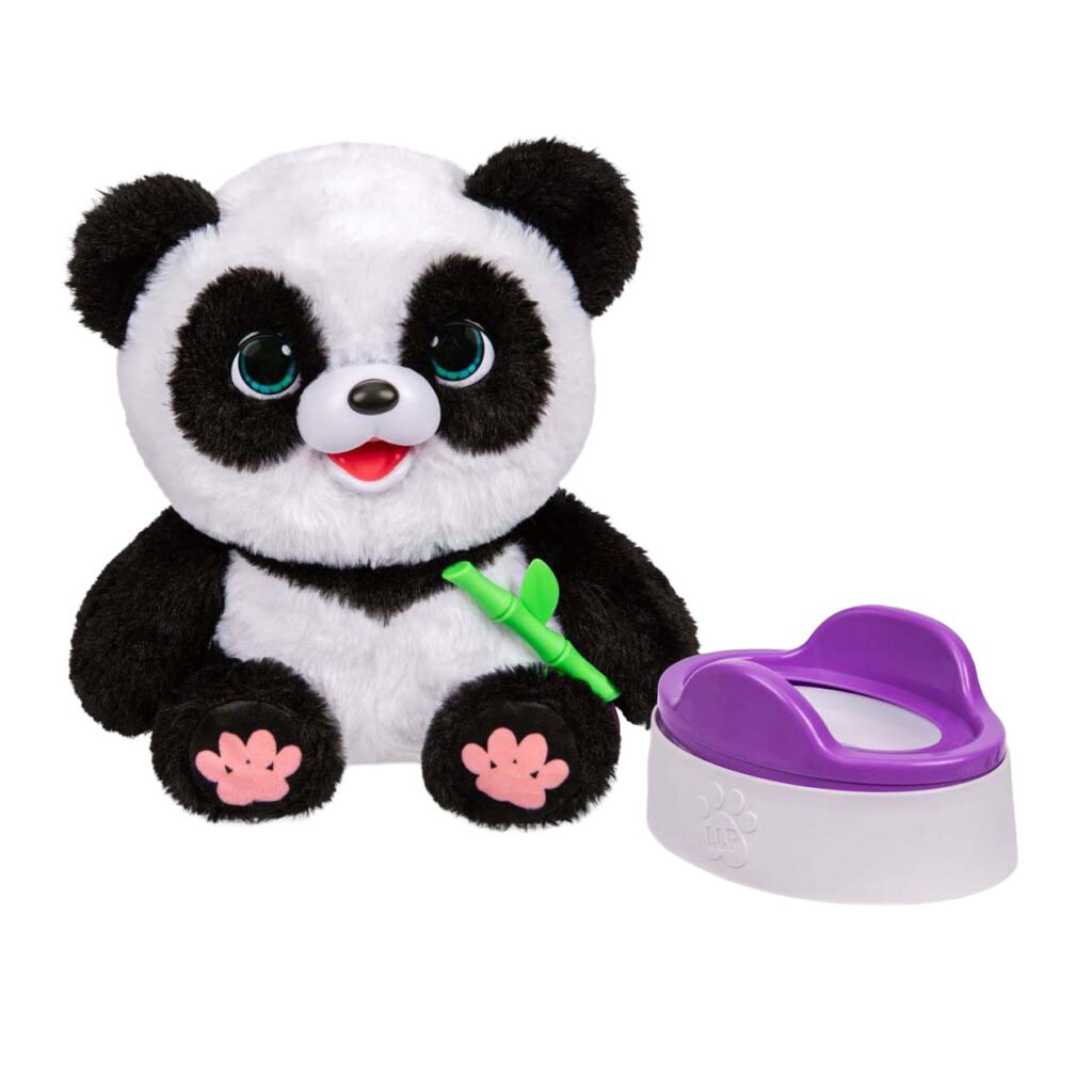 Little Live Pets My Baby Panda ChuChu Interactieve Knuffel. Pandaknuffel met bamboe en potje op witte achtergrond