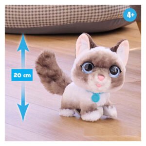 Interactieve speelgoedkat met grote blauwe ogen van 20 cm hoog voor kinderen vanaf 4 jaar