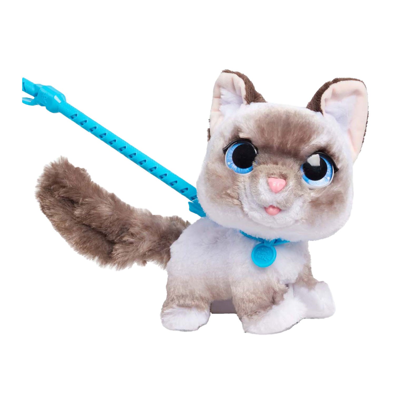 interactieve-kat-pluche-met-wandelriempje-speelgoed FurReal Wag-A-Lots Kitty Interactieve Knuffel inclusief blauw wandelriempje voor kinderen