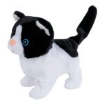Take me Home Interactieve Looppoes Zwart Wit. Een Zwarte en witte pluche loopkat speelgoed met blauwe ogen
