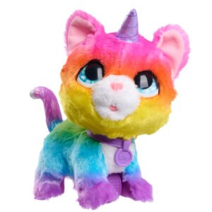 Pluchen unicorn kat speelgoed in regenboogkleuren met bewegende functie