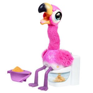 Interactieve flamingo toont voer- en speelfunctie