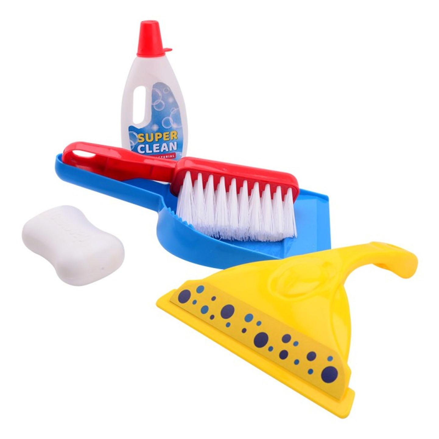 johntoy-speelgoed-schoonmaakset-stofblik-borstel-spons-super-clean Kleurrijke speelgoed schoonmaakset met stofblik, borstel, spons en schoonmaakfles op witte achtergrond Home & Kitchen Schoonmaakset