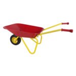rood en geel kinderskruiwagen met een wiel op witte achtergrond Kids Globe Metalen Kruiwagen voor Kinderen