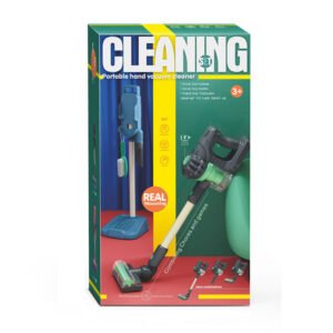 Verpakking van kinder portable handstofzuiger schoonmaakset speelgoed in doos