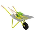 Small Foot metalen kruiwagen met tuingereedschap en handschoenen