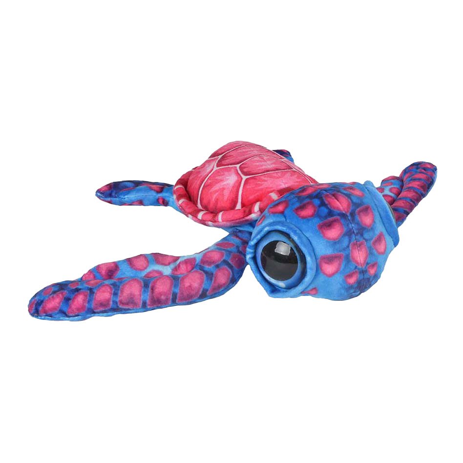 kleurrijke-pluchen-zeeschildpad-blauw-roze-grote-ogen Kleurrijke pluchen zeeschildpad in blauw en roze met grote ogen Destination Deep Knuffel Pluche - Schildpad Roze