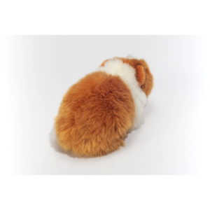 Bruin-witte knuffelcavia van zacht pluche achteraanzicht