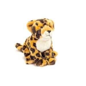 Realistische knuffel luipaard van pluche met witte borst