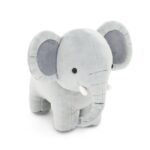 Vooraanzicht Orange Toys Safari Knuffel Olifant. Een zachte grijze knuffel olifant met grote oren