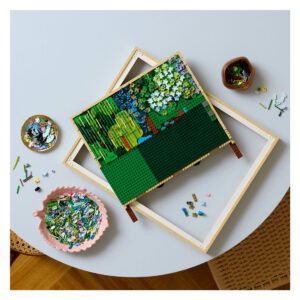 LEGO Art Monet waterlelies bouwproces van bovenaf