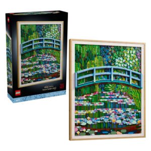 LEGO Art 31220 Brug over Vijver met Waterlelies Monet kunstwerk naast originele doos