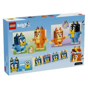 Achterkant van de LEGO Bluey bouwfiguren Bluey familie speelgoeddoos