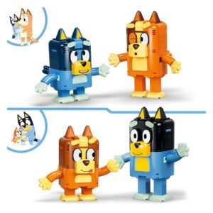 LEGO Bluey en familie bouwfiguren met beweegbare armen en benen