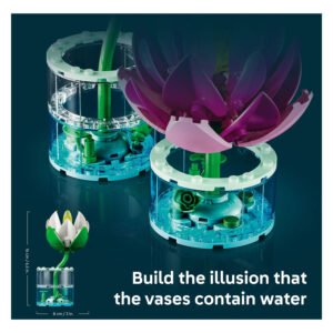 LEGO Botanicals Waterlelies met transparante vaas en watereffect