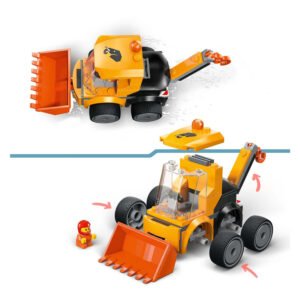 Bovenaanzicht van LEGO City Bouwlader 60483 met afneembare onderdelen