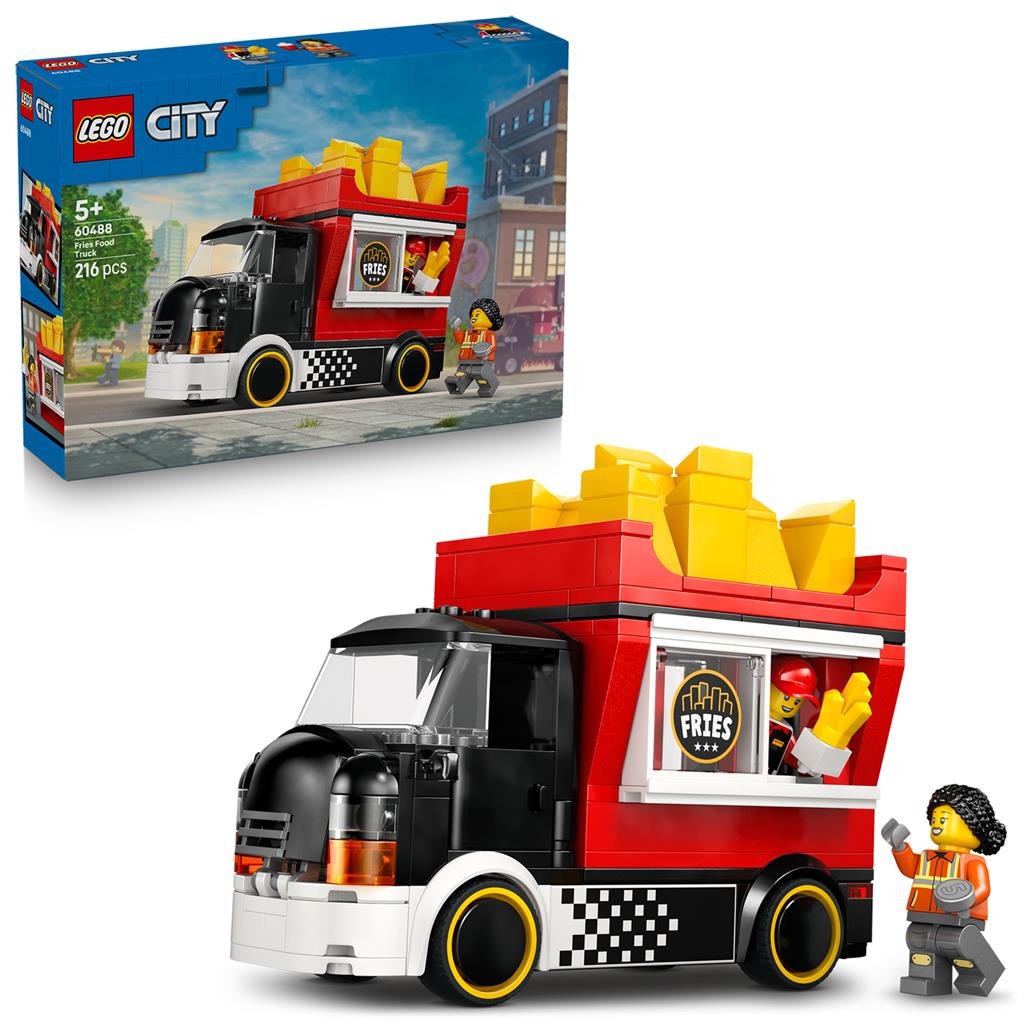 lego-city-friettruck-set-doos-minifiguur Lego City 60488 Snackbartruck set met doos en minifiguur