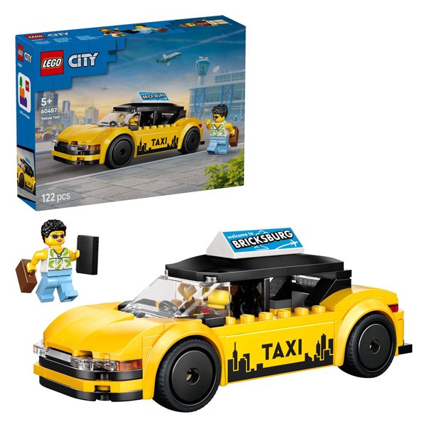 lego-city-gele-taxi-minifiguur-doos LEGO City 60487 gele taxi met minifiguur en doos