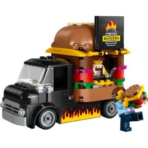 LEGO City Hamburgertruck 60404 met burgerkraam en twee minifiguren