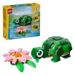 LEGO Creator 31377 schildpad met waterlelie naast verpakking