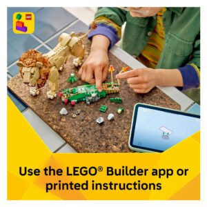 Kind bouwt LEGO Creator Majestueuze Leeuw met LEGO Builder app
