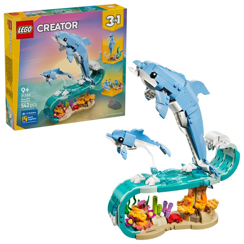 LEGO Creator 31385 Prachtige Dolfijnen bouwset samen met de productverpakking