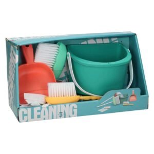 Little Dustman schoonmaak speelgoed set in open verpakking met accessoires