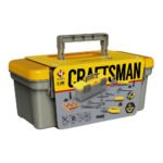 Gele speelgoed gereedschapskist met complete toolset Gereedschapset Toolbox