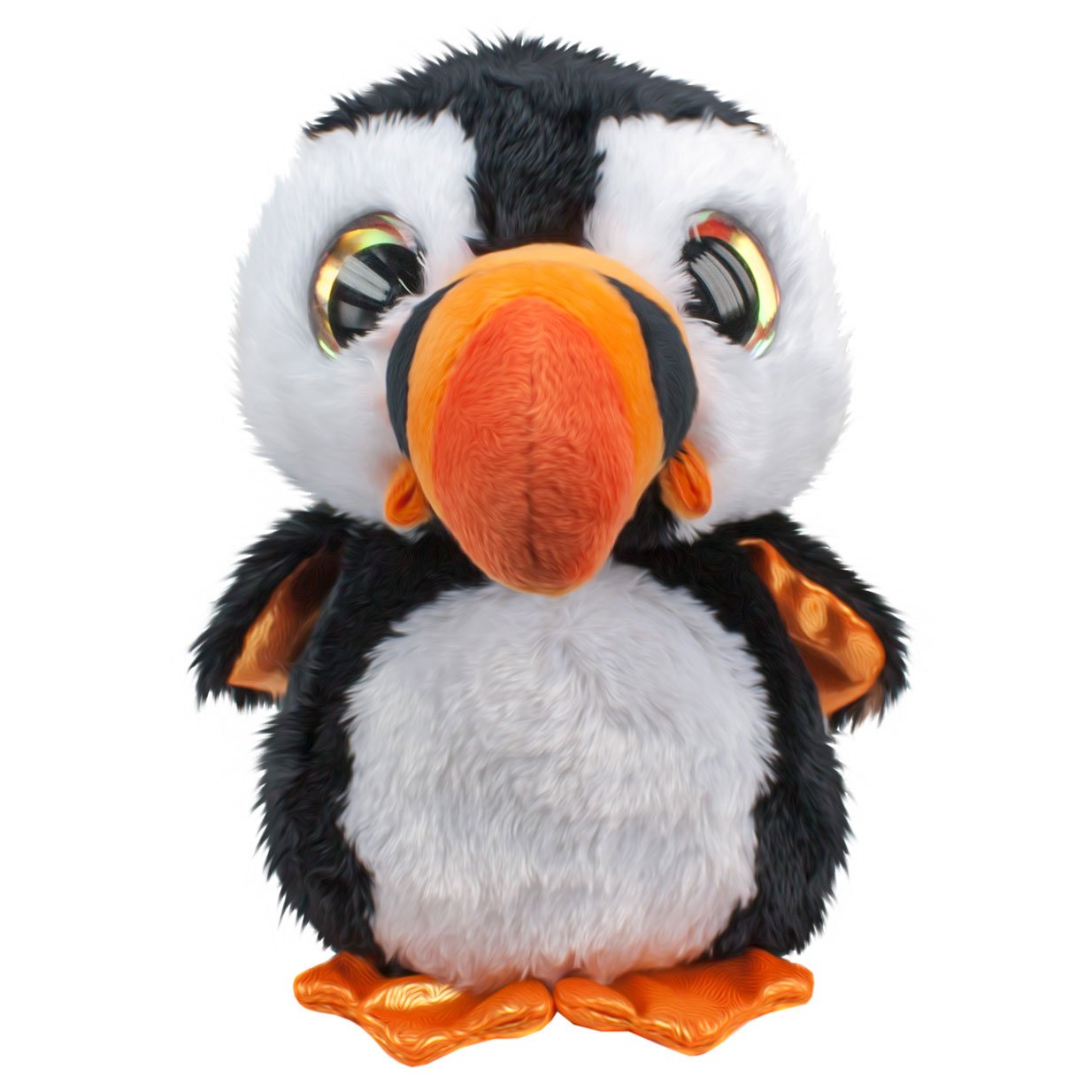 lumo-stars-pluche-papegaaiduiker-knuffel-oranje-snavel Schattige pluche papegaaiduiker knuffel met grote ogen en oranje snavel Lumo Stars Knuffel - Puffin Lunni