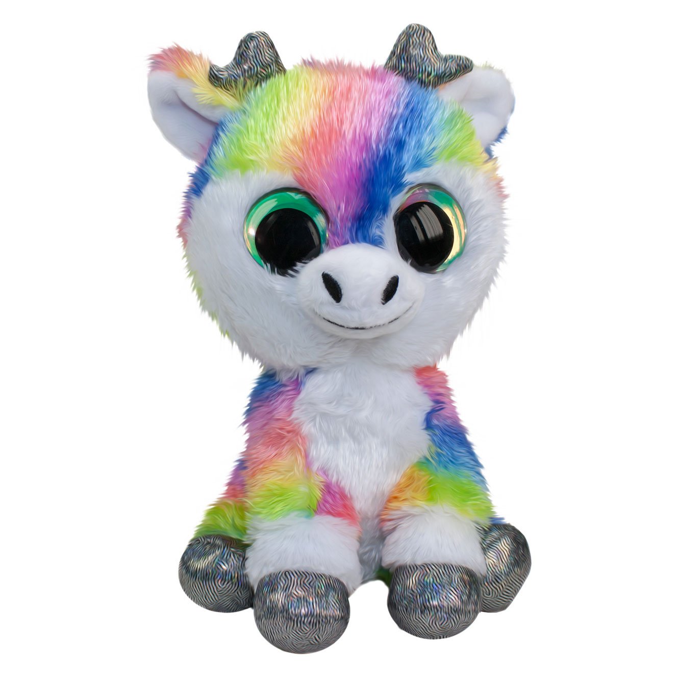 lumo-stars-pluche-regenboog-eenhoorn-grote-glinsterende-ogen Pluche regenboog eenhoorn met grote glinsterende ogen Lumo Stars Knuffel - Rendier Renee