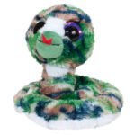 Pluche slang met groene camouflageprint en grote glinsterende ogen Lumo Stars Knuffel - Slang Kake