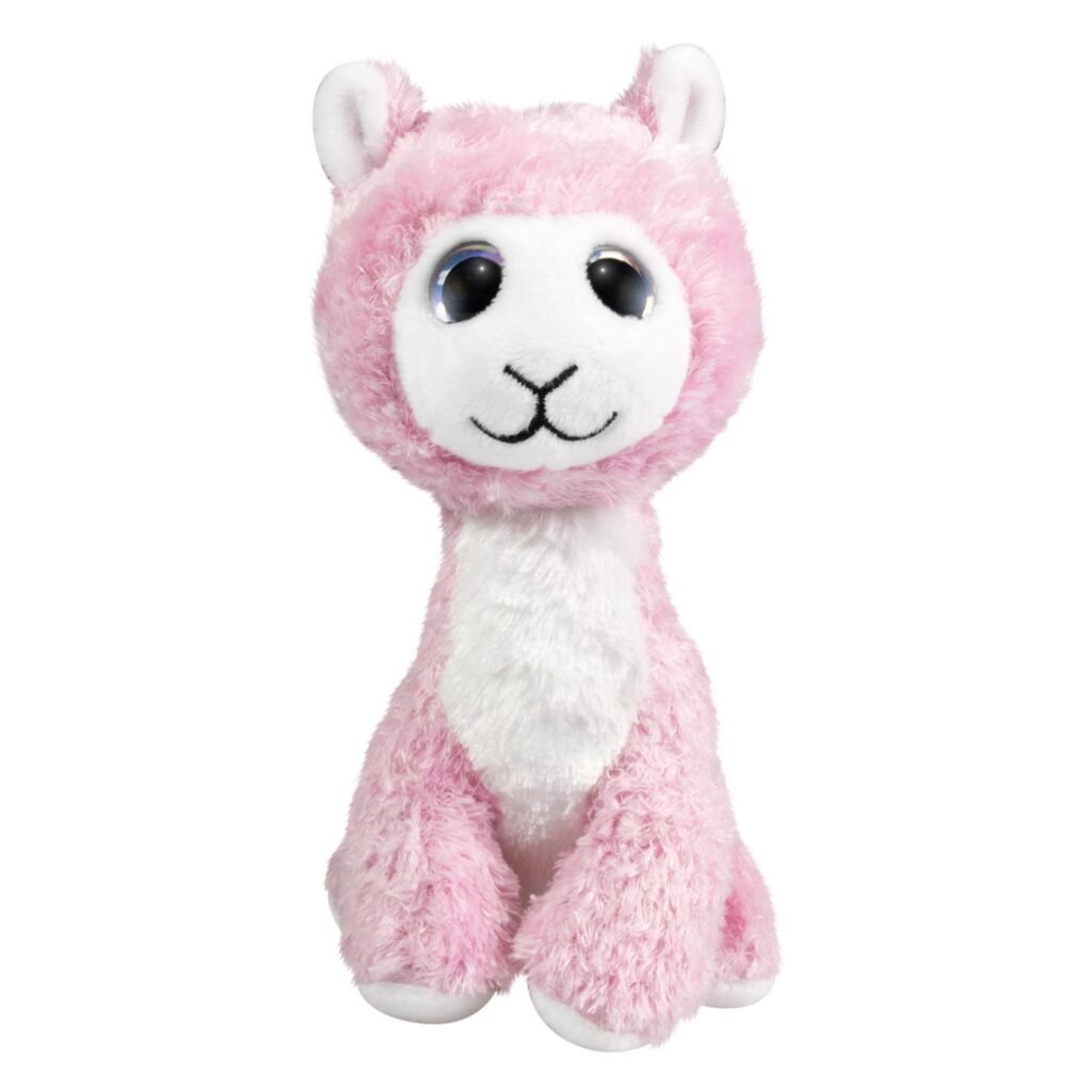 Roze alpaca knuffel met witte borst in vooraanzicht Lumo Stars Knuffel - Lama Olivia