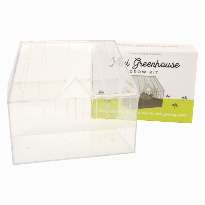 Mini Gift Republic Kweekkas groeikit met verpakking en transparante kas voor kruiden kweken