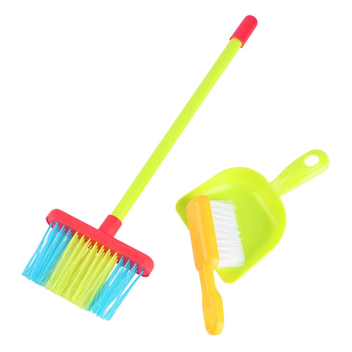 playgo-kinder-schoonmaakset-bezem-stoffer-blik-handborstel-witte-achtergrond Kleurrijke kinder schoonmaakset met bezem, stoffer en blik en handborstel op witte achtergrond Playgo Bezem Schoonmaakset
