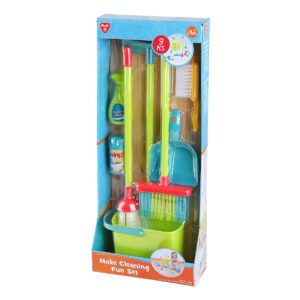 Verpakking van 9-delige speelgoed schoonmaakset voor kinderen Make Cleaning Fun Set