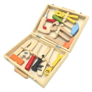 Houten speelgoed gereedschapskist met compleet houten gereedschap Houten Gereedschapskoffer