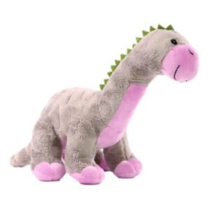 Pluche dinosaurus knuffel grijs met roze details