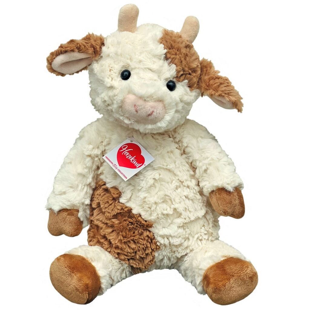Knuffel Koe Gerda Pluche met zachte textuur en hanglabel van Herzekind