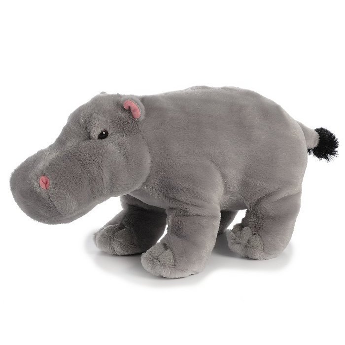 pluche-knuffel-nijlpaard-32cm-grijs-kinderen Grijze Pluche Knuffel Nijlpaard van 32 cm voor kinderen
