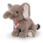 Knuffel olifant zittend van zachte grijze pluche