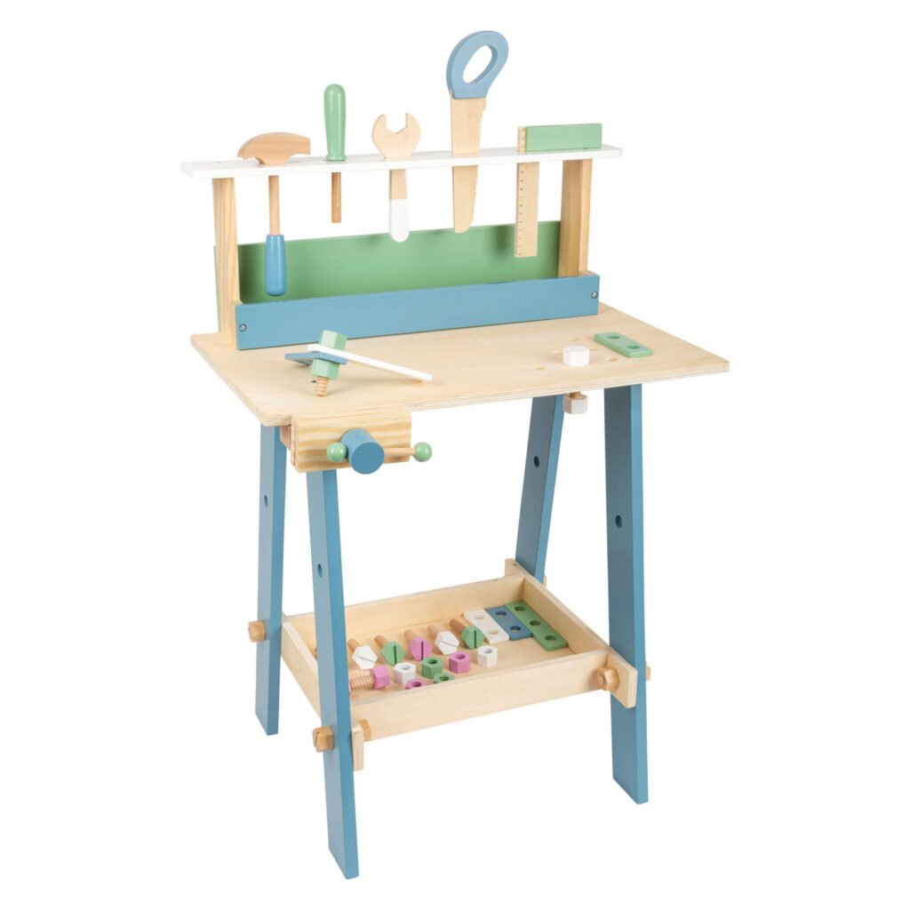 Complete houten kinderwerkbank met speelgoed gereedschap Small Foot - Houten Werkbank Nordic