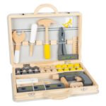 Geopende houten gereedschapskoffer met compleet speelgoedgereedschap Small Foot Houten Gereedschapskoffer Miniwob