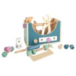 Houten gereedschapskist voor kinderen met speelgoed gereedschap Small Foot Houten Werkbank en Gereedschapskist Nordic 2in1