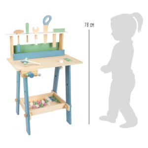 Houten kinderwerkbank met gereedschap en hoogte van 78 cm